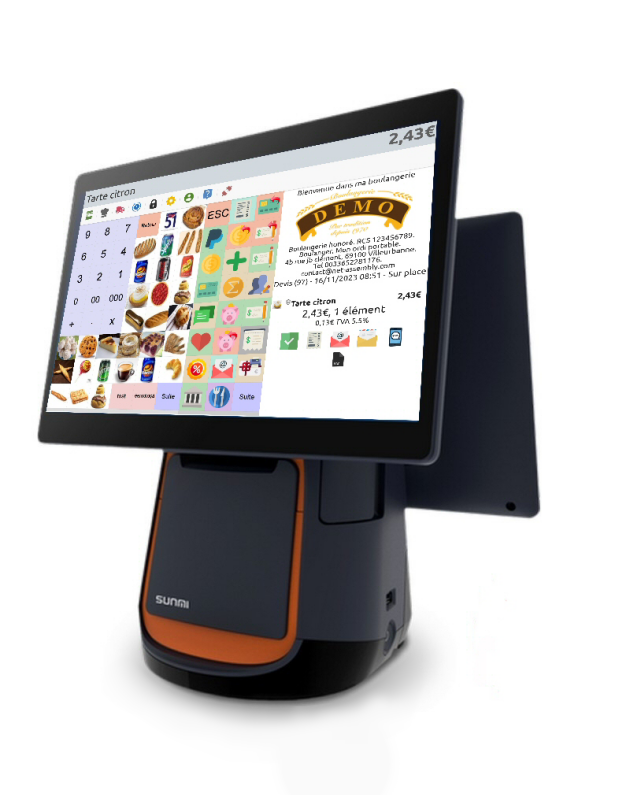 Photo du logiciel s'executant sur un appareil SunMi